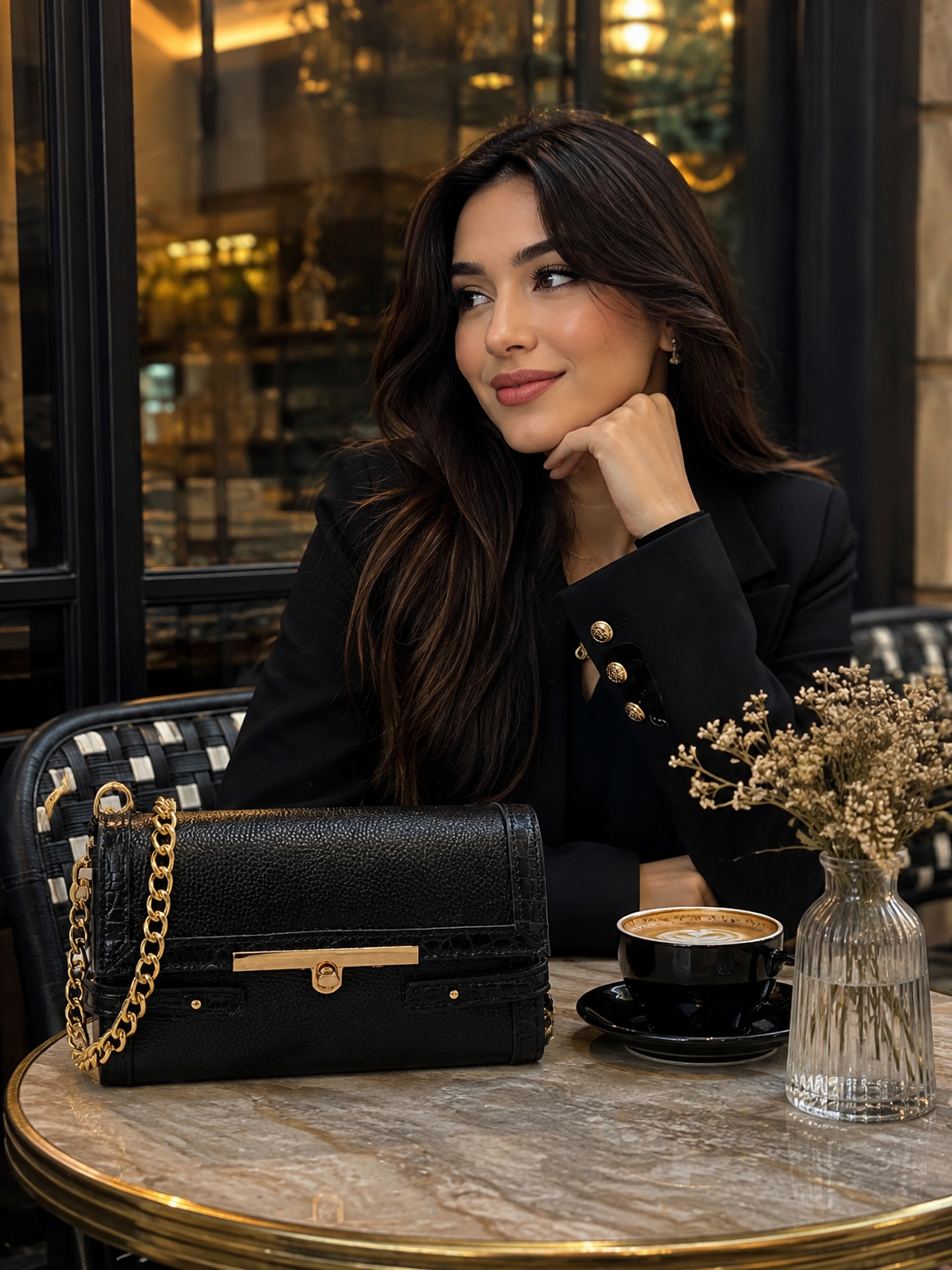 کیف دوشی مجلسی چرم گاوی فولتر مشکی